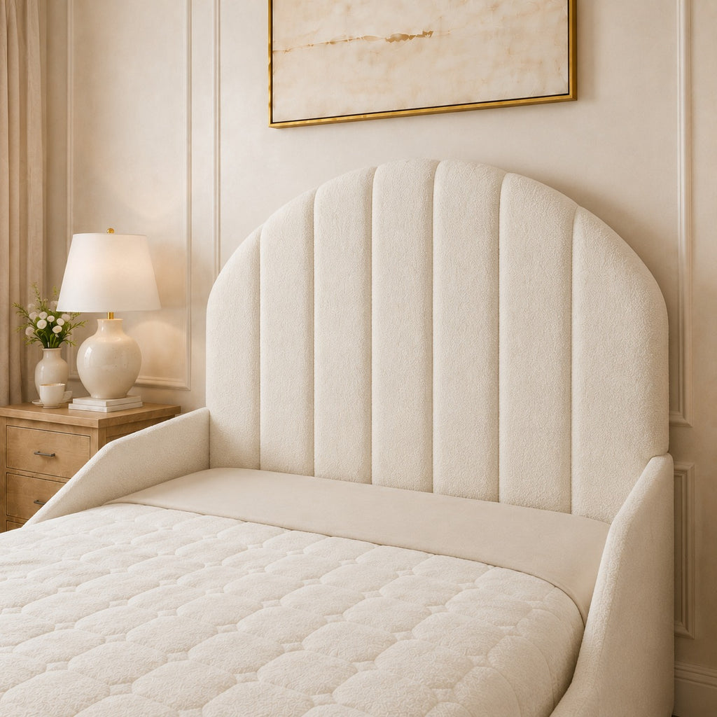 The Luna Arc Ribbed Bouclé Bed