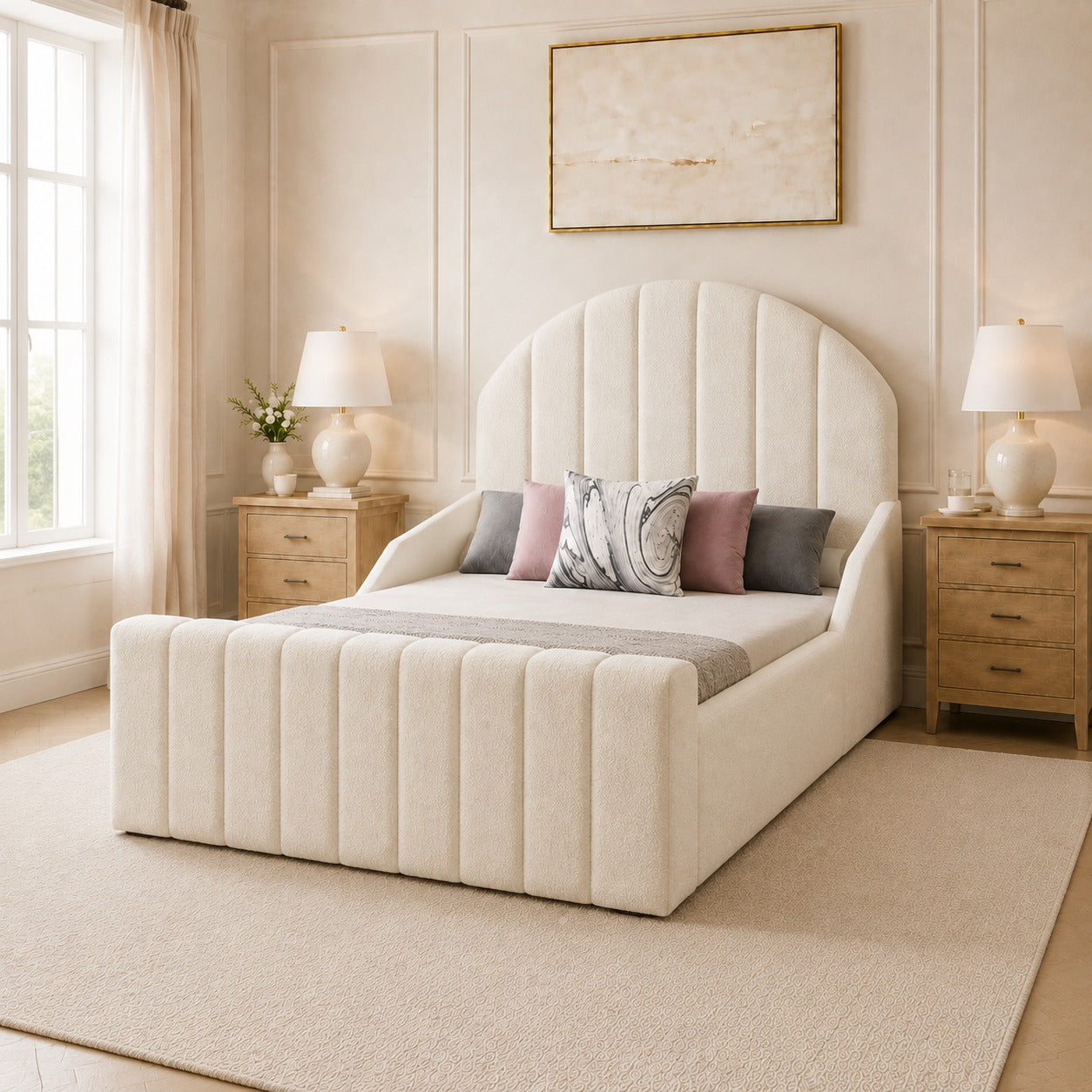 The Luna Arc Ribbed Bouclé Bed
