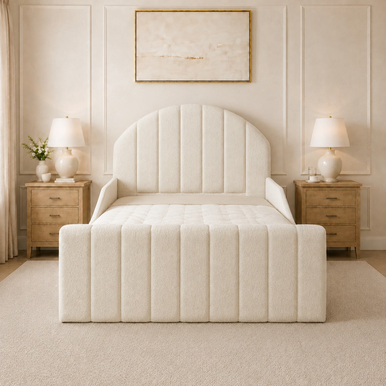 The Luna Arc Ribbed Bouclé Bed